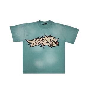 Size L - Hellstar Crack Print Faded Distressed Green Shirt💚 New/100% Authentic!